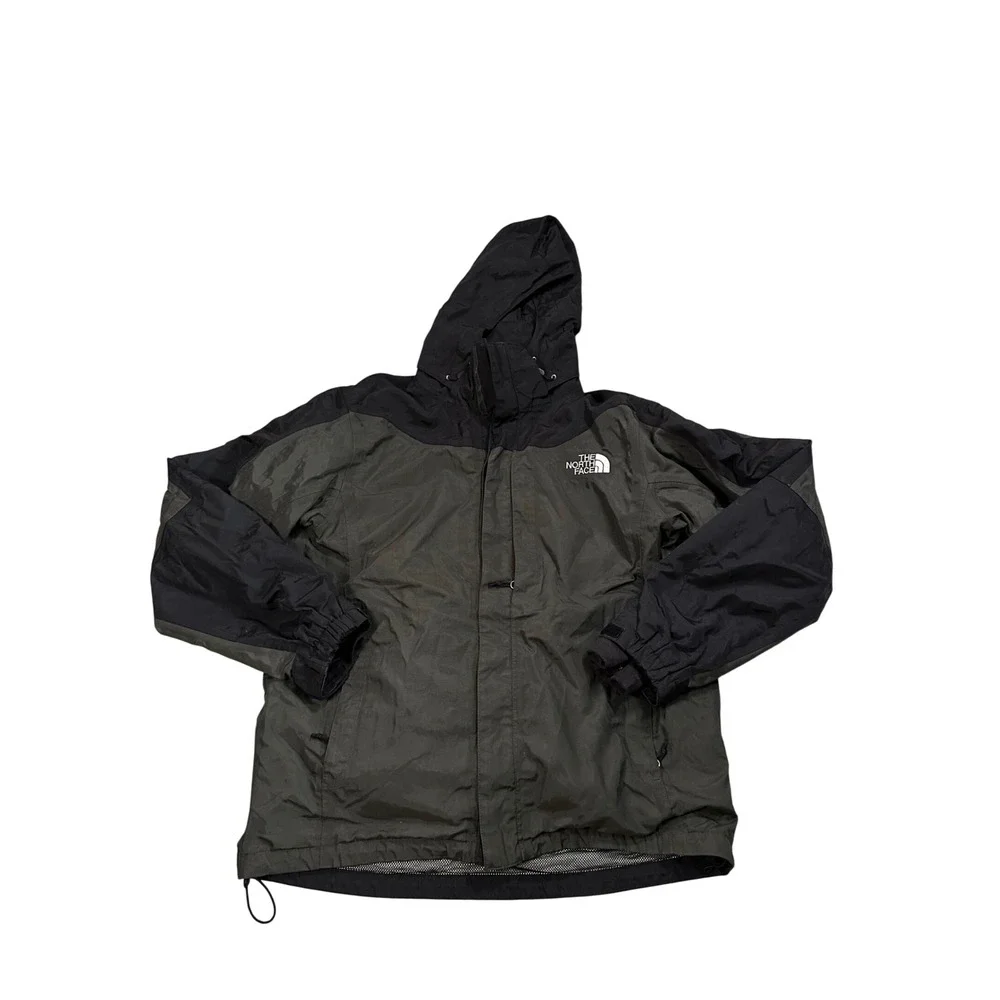 The North Face HyVent Layered Jacket Mens Olive Green Black Hooded Fleece Liner